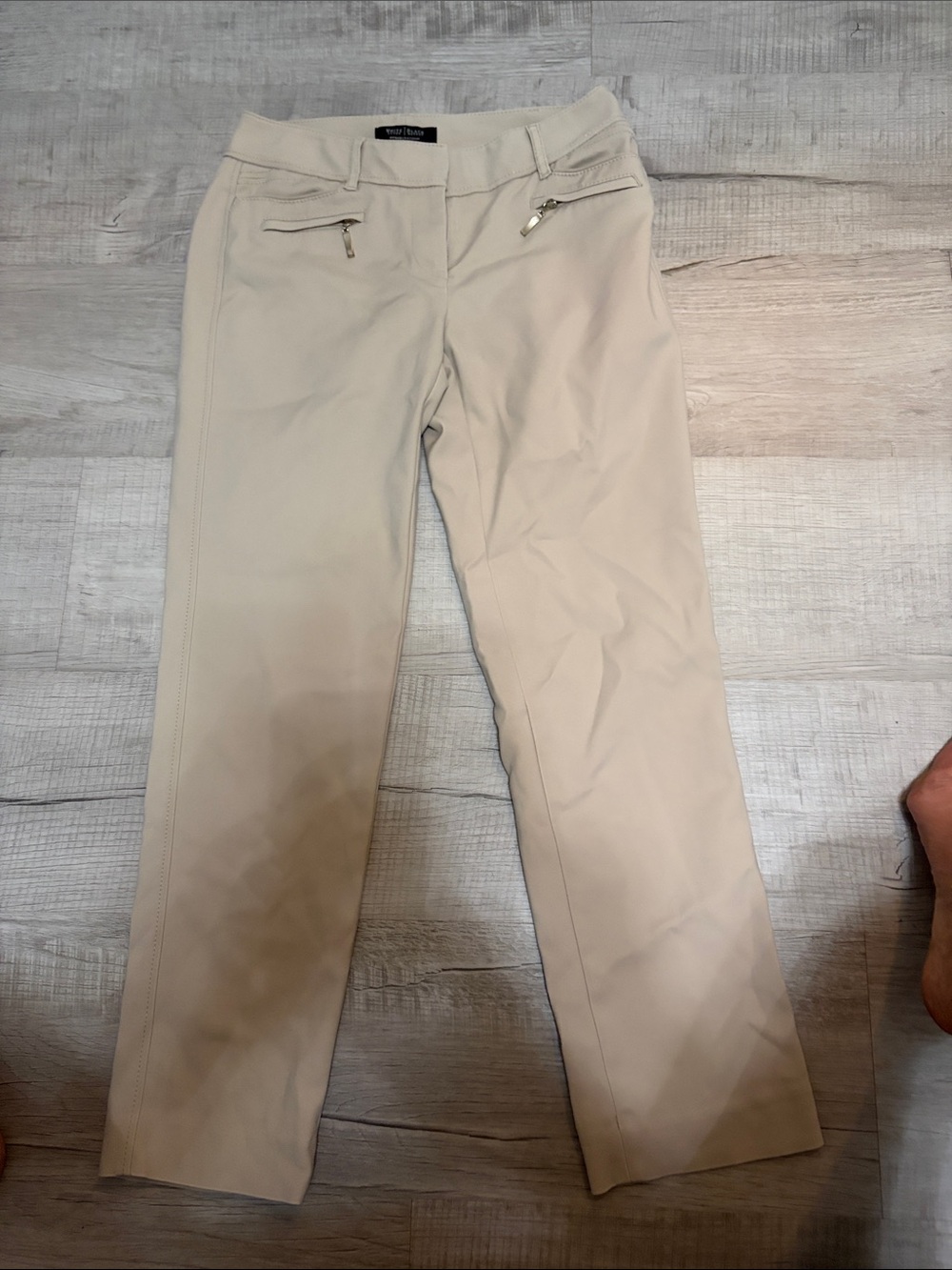 White House Black Market Cream Zip-Pocket Capris